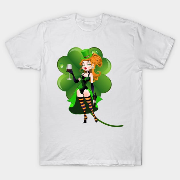 Green Lucky Witch T-Shirt by dcohea